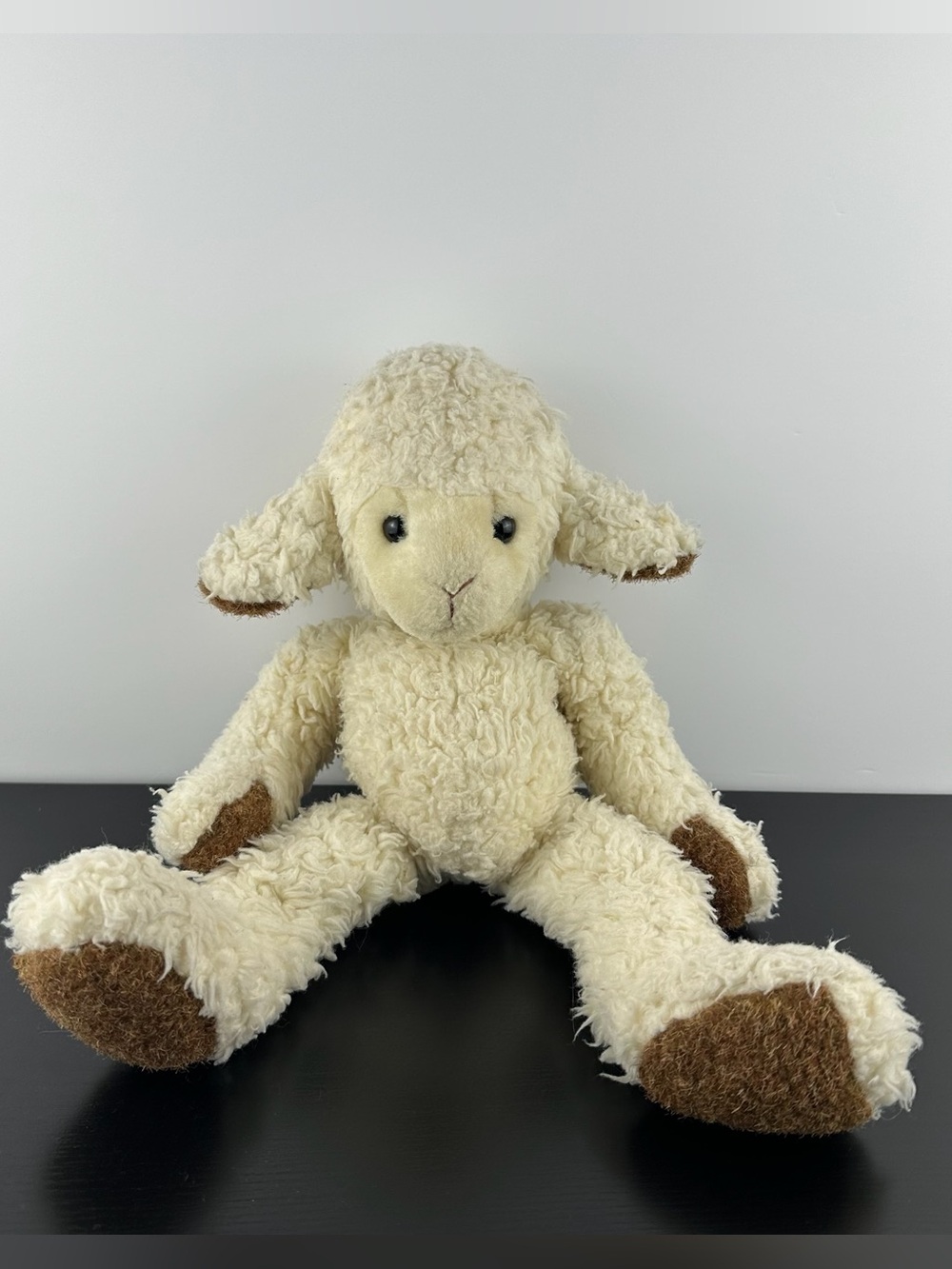 Russ Berrie Rare Sugarcube Lamb Sheep 14” White Cream Brown Curly Plush No Bow
